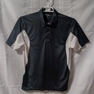 Sport-Tek Polo Shirt Mens M Black White Colorblock Performance Short Sleeve‎